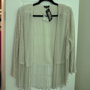 White Pearl Beaded Sweater Cardigan